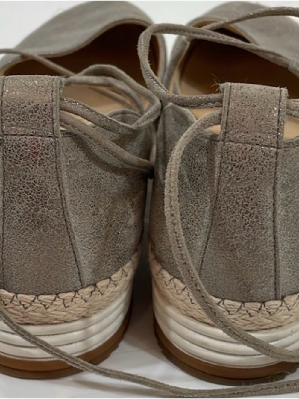 Paul Green Metallic Gray Lace-Up Espadrille Flats - Picture 5 of 7
